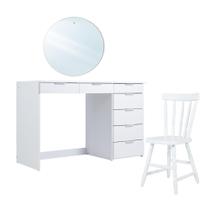 Penteadeira Ditália c/Cadeira + Espelho redondo PE-90 Cozy