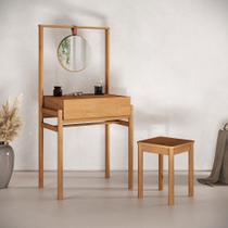 Penteadeira Escrivaninha Com Espelho Compacta Madeira Com Banco Lily