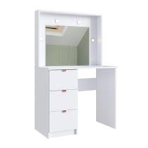 Penteadeira Escrivaninha Com Espelho E 3 Gavetas Arte Cas Cm90 Branco