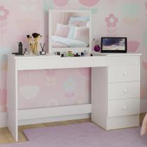 Penteadeira Escrivaninha com Espelho e 3 Gavetas para Maquiagem ou Estudos