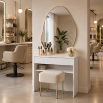 Penteadeira Escrivaninha Com Espelho Orgânico Para Quarto Salão De Beleza Design Moderno E Funcional Penteadeira Escrivaninha Com Espelho Orgânico Para Quarto Salão De Beleza Design Moderno E Funcional