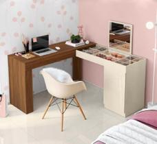 Penteadeira/Escrivaninha de Canto Star - Freijó/Off White - Belaflex Penteadeira/Escrivaninha de Canto Star - Freijó/Off White - Belaflex