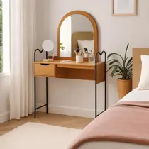 Penteadeira Estilo Industrial Com Gaveta Organizadora Maquiagem Acessórios Acompanha Espelho