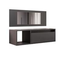 Penteadeira Eva Para Quarto Preto com Espelho e Gaveta - Belliv Decor