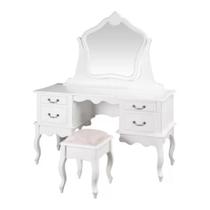 Penteadeira Grande Completa com 2+2 Gavetas - Pés Luiz XV e Banqueta - Tommy Design