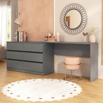 Penteadeira Infantil 231,5cm Com 6 Gavetas Multimóveis Mp4403 Grafite
