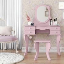 Penteadeira Infantil com Banqueta/Banco 2 Gavetas Princesa Patrimar Moveis