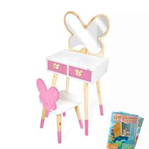 Penteadeira Infantil com Cadeirinha e Espelho Borboleta Tamanho G Penteadeira Infantil com Cadeirinha e Espelho Borboleta Tamanho G