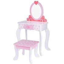 Penteadeira Infantil com Espelho Coração e Banquinho Rosa Penteadeira Infantil com Espelho Coração e Banquinho Rosa