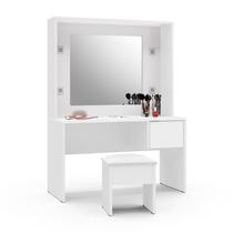 Penteadeira Infantil Diana Espelho LED Banqueta Quarto Meninas Decoração Moderna Iluminação Branca Ofertamo