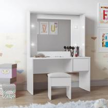 Penteadeira Infantil Diana Led e Banqueta Branca