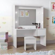 Penteadeira Infantil Diana Led e Banqueta Rosa/Branca Ofertamo LR