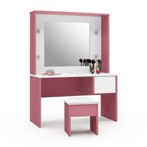 Penteadeira Infantil Diana Led e Banqueta Rosa Branca Ofertamo Penteadeira Infantil Diana Led e Banqueta Rosa Branca Ofertamo