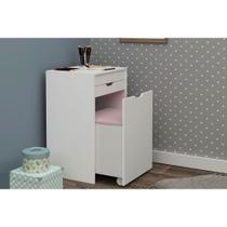 Penteadeira Infantil PE-2007 1 Gaveta c/ Gaveta e Puff Branco - Tecno Mobili