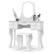 Penteadeira Infantil Princesa 96CM Com Espelho + Banqueta Patrimar