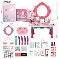 Penteadeira Infantil Princesa com Kit Beleza Manicure e Cabelo Modelos Faz de Conta para presente na