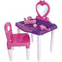 Penteadeira Infantil Rosa De Brinquedo Com Cadeira Poliplac