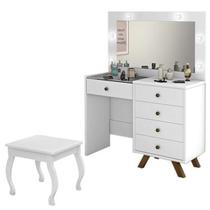 Penteadeira Lolla com Espelho + Banqueta sem Almofada Branco
