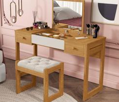 Penteadeira Luanda 2 Gavetas C/Colmeia Cinamomo Off White 100%MDF - Fenix