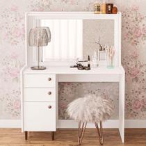 Penteadeira Luisiana 1 Porta 2 Gavetas com Espelho Branco - Politorno