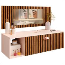Penteadeira Make Up Suspensa Com Espelho 1 Gaveta Com Divisórias Nicho e Puxador