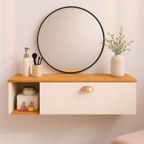 Penteadeira Margot MakeUp Maquiagem Suspensa closet, Gaveta, Nicho, Divisória, Puxador Concha