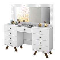 Penteadeira Mila Led Camarim Espelho Com Banqueta Branco - Luapa Penteadeira Mila Led Camarim Espelho Com Banqueta Branco - Luapa