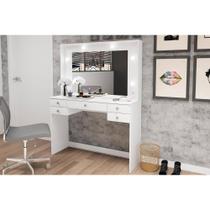 Penteadeira MSM 433 c/ 5 Gavetas e Espelho Branco - Movelbento