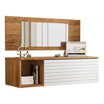 Penteadeira Para Maquiagem Jolly com Bancada Suspensa 01 Gaveta e Espelho Nature Branco - Desk Design