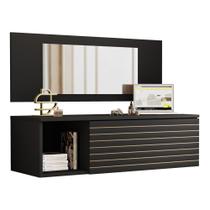 Penteadeira Para Maquiagem Jolly com Bancada Suspensa 01 Gaveta e Espelho Preto - Abmaza