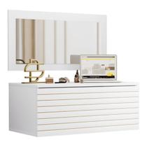 Penteadeira Para Maquiagem Yara com Bancada Suspensa 01 Gaveta e Espelho - Desk Design