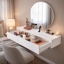 Penteadeira Parede Com Gaveta MDF Quarto Feminino Design Moderno