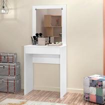 Penteadeira Sofia Moderna com Espelho, Branco, Mesa de Maquiagem com Gaveta, Estilo Compacto