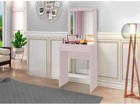 Penteadeira Sofia Moderna com Espelho, Rosê, Mesa de Maquiagem com Gaveta, Estilo Compacto