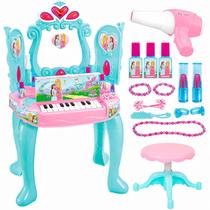 Penteadeira Sonho De Princesa Com Piano Luz E Som Infantil Rosa Dm Toys
