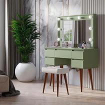 Penteadeira Strass Camarim 5 Gavetas Com Banco - 3 Cores