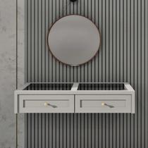 Penteadeira Suspensa 90cm Provençal 2 Gavetas Divisórias Maquiagem Tampo Vidro Aparador