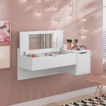 Penteadeira Suspensa Camarim Blush com 2 Portas e Espelho Branco - Albatroz Penteadeira Suspensa Camarim Blush com 2 Portas e Espelho Branco - Albatroz