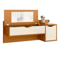 Penteadeira Suspensa Camarim Com Espelho Blush Escrivaninha Maquiagem Premium Cor CinamomoOff White