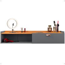 Penteadeira Suspensa Classic 90 cm Porta Joia Mesa Maquiagem Camarim Quarto Pequeno - Cinza/Cinamomo - RPM