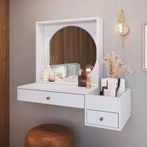 Penteadeira Suspensa com Espelho e 2 Gavetas Branco Proddy Branco