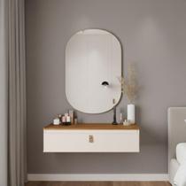 Penteadeira Suspensa Console 1 Gaveta Off White e Nature Design Moderno
