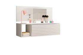 Penteadeira Suspensa Joy Para Maquiagem e Decoração Com Espelho 1 Gaveta Cor Branca