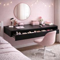 Penteadeira Suspensa Mesa Camarim Escrivaninha Multiuso com Gaveta 100cm Cor:Preto