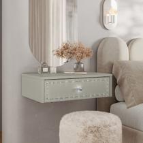 Penteadeira Suspensa Strass Gaveta c/ divisória e organizador Maquiagem 50cm Off White Ac - Olivar Móveis Penteadeira Suspensa Strass Gaveta c/ divisória e organizador Maquiagem 50cm Off White Ac - Olivar Móveis