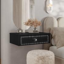 Penteadeira Suspensa Strass Gaveta c/ divisória e organizador Maquiagem 50cm Preto Ac - Olivar Móveis