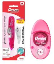 Pentel Fita Corretiva Rosa + Refil E Cola Em Fita