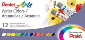 Pentel Water Colors - Tinta Aquarela Tubo - 12 Cores Wfrs12