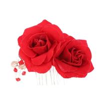 Pentes De Cabelo Florais Vermelhos Com Pérolas Imitadas 1/3/10 Peças Tiara De Casamento Joias