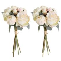 Peônias artificiais ICBOX White Silk Flowers 2 buquês Peônias artificiais ICBOX White Silk Flowers 2 buquês